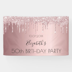 Birthday party roze dusty roos glitter luxe spandoek