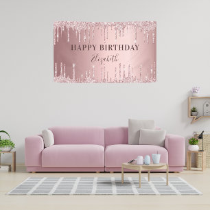 Birthday party roze dusty roos glitter luxe spandoek