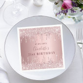 Birthday party roze dusty roos glitter monogram servet