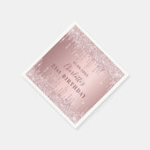 Birthday party roze dusty roos glitter monogram servet (Hoek)