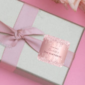 Birthday party roze dusty roos glitter monogram vierkante sticker