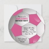 Birthday Party (roze en witte Voetbal) Kaart (Voorkant)