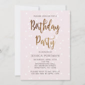 Birthday Party roze en zwart met Confetti Kaart (Voorkant)
