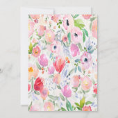 Birthday party roze florals white kaart (Achterkant)