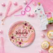 Birthday party roze goud geometrische floraal papieren bordje (Feest)
