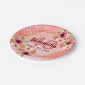 Birthday party roze goud geometrische floraal papieren bordje (Gekanteld)