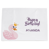 Birthday party roze paarse prinses zwaluw schattig groot cadeauzakje (Voorkant)