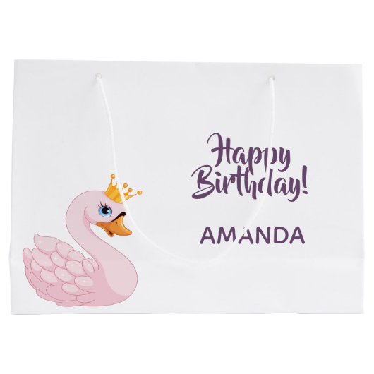 Birthday party roze paarse prinses zwaluw schattig groot cadeauzakje (Achterkant)