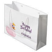 Birthday party roze paarse prinses zwaluw schattig groot cadeauzakje (Voorkant Gekanteld)