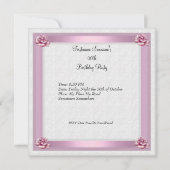 Birthday Party roze Rose Damask Silver Afbeelding Kaart (Achterkant)