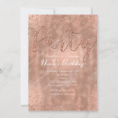 Birthday Party roze Rose Gold Glamour Invitations Kaart (Voorkant)