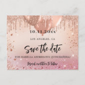 Birthday party roze roze roze goud met uitzonderin aankondigingskaart (Voorkant)