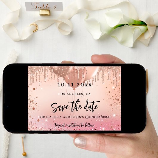 Birthday party roze roze roze goud met uitzonderin save the date