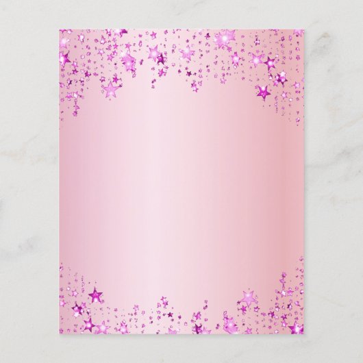 Birthday party roze sterren budget uitnodiging (Achterkant)