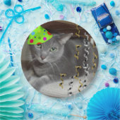 Birthday Party Russian Blue Cat Papieren Bordje (Feest)