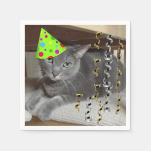 Birthday Party Russian Blue Cat Servetten