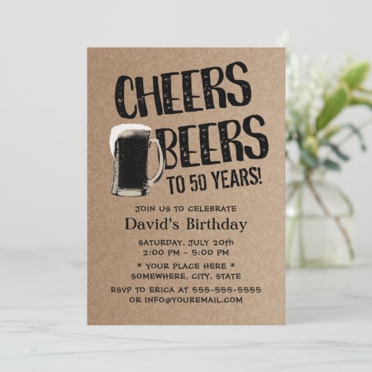 Birthday Party Rustic Kraft Kaart (Staand voorkant)