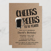 Birthday Party Rustic Kraft Kaart (Voorkant / Achterkant)