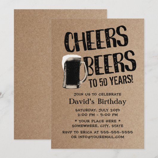 Birthday Party Rustic Kraft Kaart (Voorkant / Achterkant)