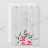 Birthday Party Rustic Pink Floral Wood Invite 40th Kaart (Achterkant)