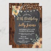 Birthday Party Rustic Sunflower Floral Invite Kaart (Voorkant / Achterkant)