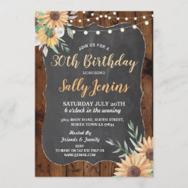 Birthday Party Rustic Sunflower Floral Invite Kaart