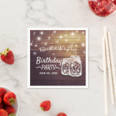 Birthday Party Rustic Wood Mason Jar String Lights Servet (Insitu)