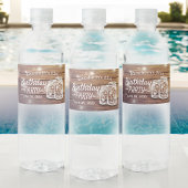 Birthday Party Rustic Wood Mason Jar String Lights Waterfles Etiket