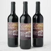 Birthday Party Rustic Wood Mason Jar String Lights Wijn Etiket (Flessen)