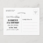 Birthday Party Save the Date Blauwgroen Gold Agate Uitnodiging Briefkaart (Achterkant)