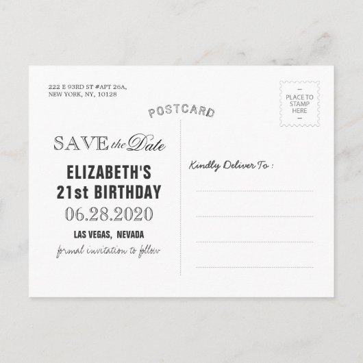 Birthday Party Save the Date Blauwgroen Gold Agate Uitnodiging Briefkaart (Achterkant)