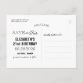 Birthday Party Save the Date Flowers Paarse lampje Uitnodiging Briefkaart (Achterkant)