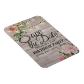 Birthday Party Save the Date Flowers Wood Lights Magneet (Rechterzijde)