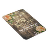 Birthday Party Save the Date Flowers Wood Lights Magneet (Rechterzijde)