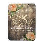 Birthday Party Save the Date Flowers Wood Lights Magneet (Verticaal)