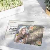 Birthday Party Save the Date Flowers Wood Lights Uitnodiging Briefkaart