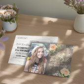 Birthday Party Save the Date Flowers Wood Lights Uitnodiging Briefkaart