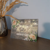 Birthday Party Save the Date Flowers Wood Lights Uitnodiging Briefkaart