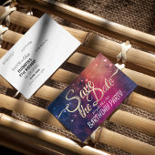 Birthday Party Save the Date Galaxy Stars Nebula Uitnodiging Briefkaart
