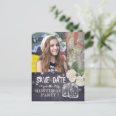 Birthday Party Save the Date Mason Jars Hydrangeas Uitnodiging Briefkaart (Staand voorkant)