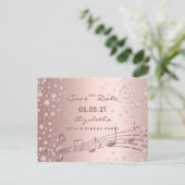 Birthday Party Save the Date roos gold glam Briefkaart (Staand voorkant)