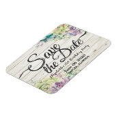 Birthday Party Save the Date Succulent Rustic Wood Magneet (Linkerzijde)