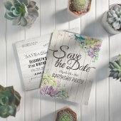 Birthday Party Save the Date Succulent Rustic Wood Uitnodiging Briefkaart