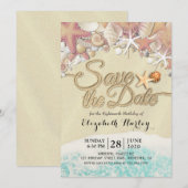 Birthday Party Save the Date Summer Beach Starfish Kaart (Voorkant / Achterkant)