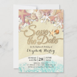 Birthday Party Save the Date Summer Beach Starfish Magnetische Uitnodiging