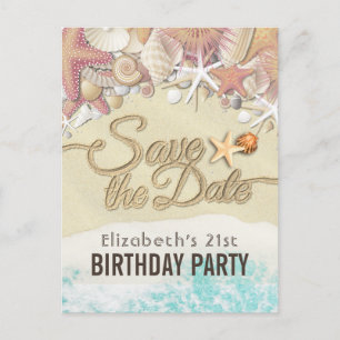 Birthday Party Save the Date Summer Beach Starfish Uitnodiging Briefkaart