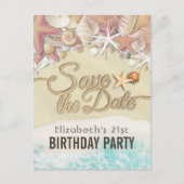 Birthday Party Save the Date Summer Beach Starfish Uitnodiging Briefkaart (Voorkant)