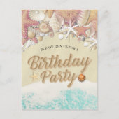 Birthday Party Save the Date Summer Beach Starfish Uitnodiging Briefkaart (Voorkant)
