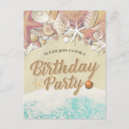 Birthday Party Save the Date Summer Beach Starfish Uitnodiging Briefkaart