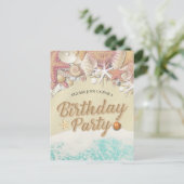 Birthday Party Save the Date Summer Beach Starfish Uitnodiging Briefkaart (Staand voorkant)